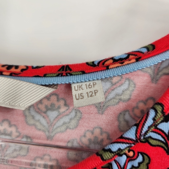 Boden Radish Geo Jersey Midi Dress Elastic Waist Short Sleeve Size 16P Petite - Picture 6 of 9